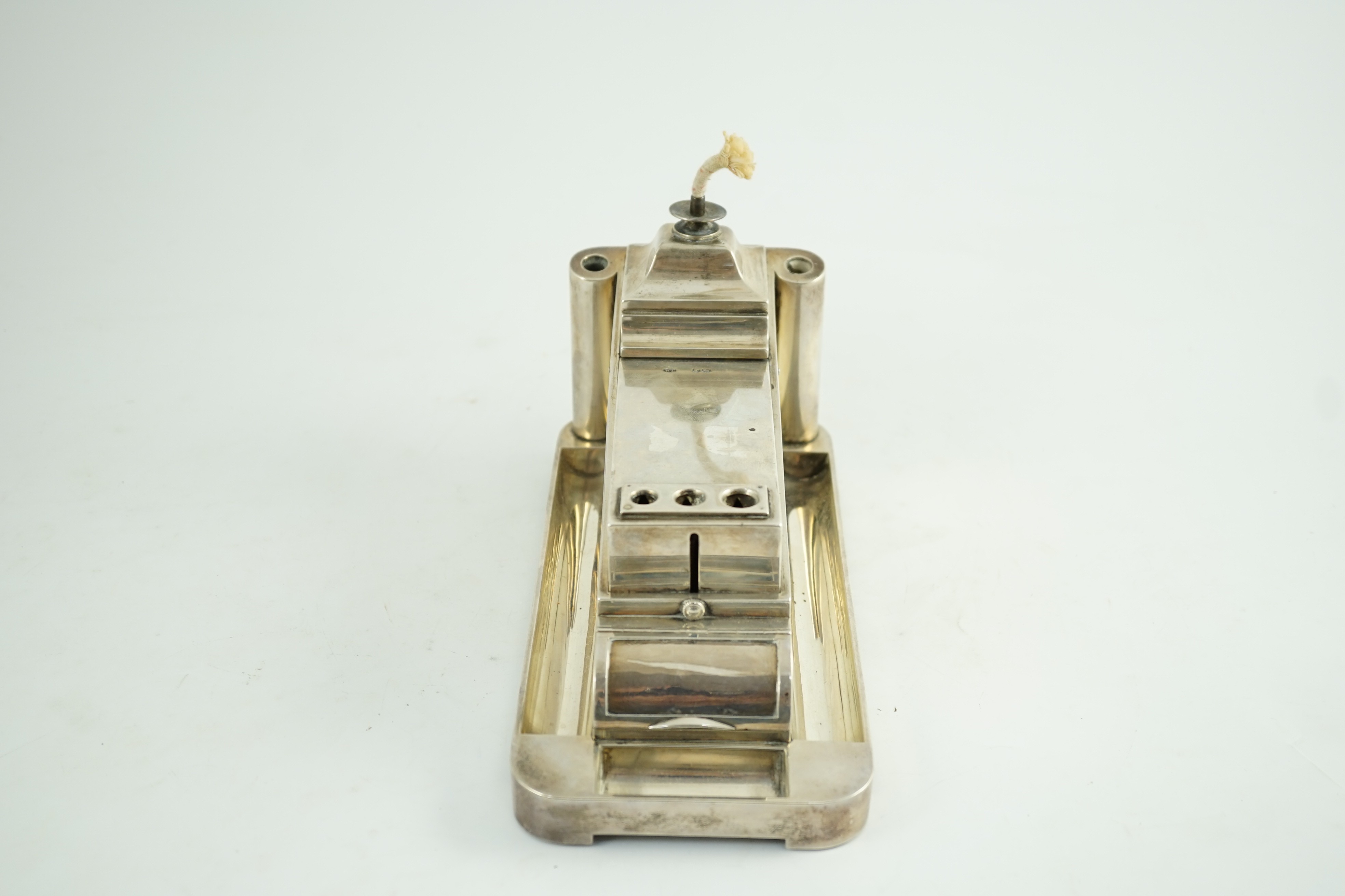 A Victorian silver smoker's compendium by Walter Thornhill